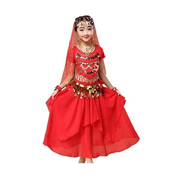 Astage Costume de danse orientale indienne pour fille Halloween, blanc, 3-5 ans