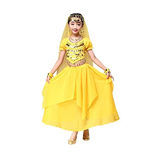 Astage Costume de danse orientale indienne pour fille Halloween, blanc, 3-5 ans