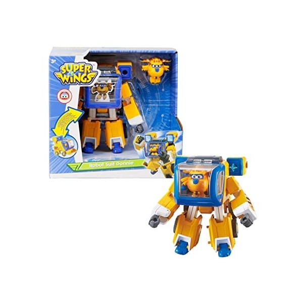 Super Wings Donnie Transforming Supercharged & Mini Magnetic Super Pet Donnie Transformer Toys for 3+ Year Old Boys Girls, Ye
