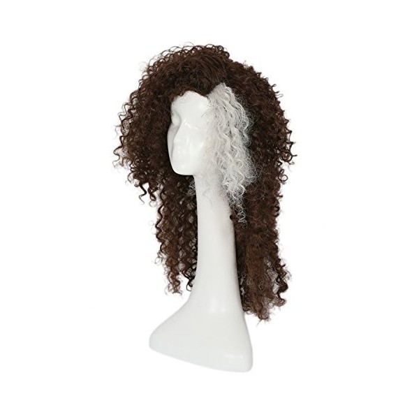 Femmes Curly Marron Perruque Blanc Front Cheveux Halloween Robe de Fantaisie Cosplay Accessoires