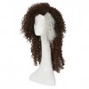 Femmes Curly Marron Perruque Blanc Front Cheveux Halloween Robe de Fantaisie Cosplay Accessoires
