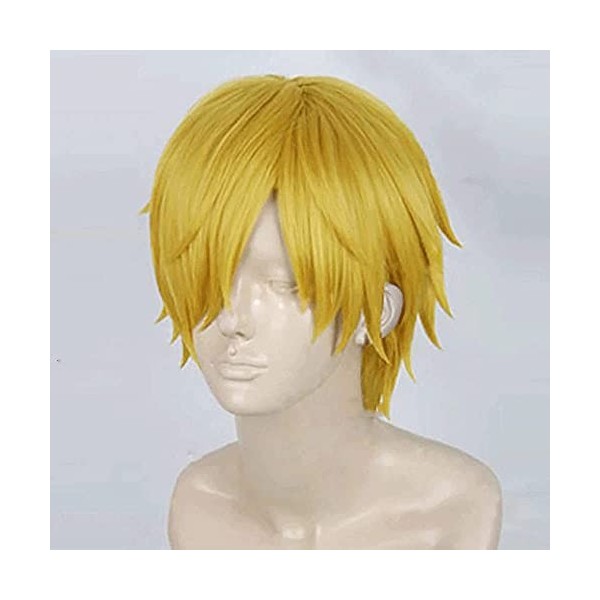 KFMJF Cosplay Anime Faux Cheveux pour One Piece Sanji, Costume, ​Perruque, Fête, Carnaval, Vie Nocturne, Concerts, Mariage