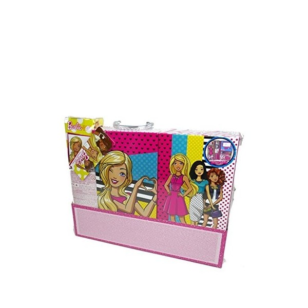 Barbie-Uper Pack Trousse avec lumière et Maquillage avec poupée, Couleur Rose Markwins Beauty Brands 9730710 