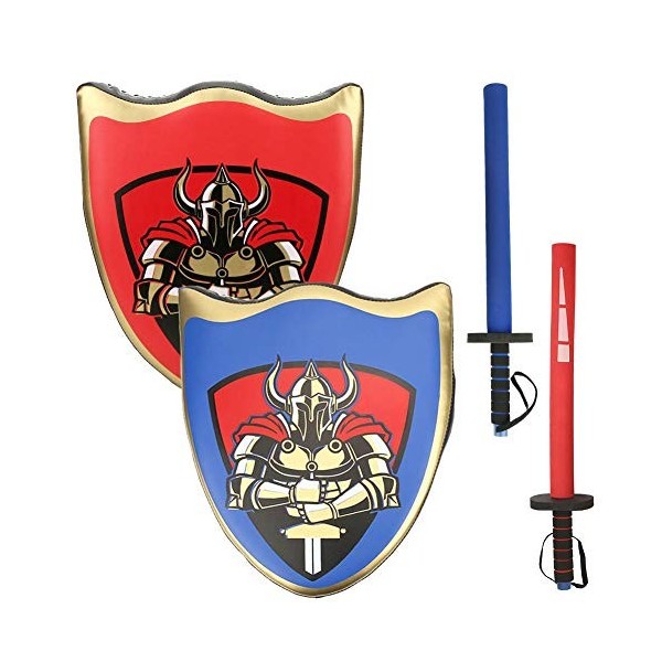 Zerodis Enfants Taekwondo Boxing Training, Fighting Knight Shield Sword Pretend Play Play Costume Accessories Combinaison Rou