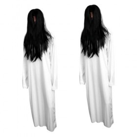 Holibanna 2 Pièces Halloween Fantôme Mariée Cosplay Robe Zombie Costume Cosplay Robe Fantôme Mariée Robe Blanc Western Robe I