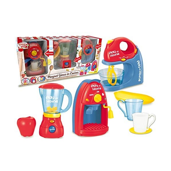 Teorema 66654 – Playset de cuisine 3 en 1 avec machine à café, mixeur, robot pâtissier, accessoires