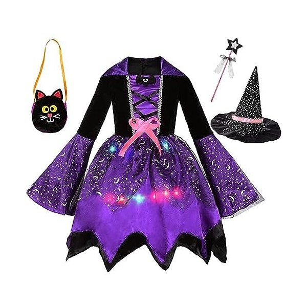 Fulidngzg Costume de princesse pour fille - Costume de sorcière - Robe de princesse - Avec accessoires - Costume de Raiponce 