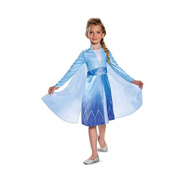 Disney Officiel Classic Deguisement Reine des Neiges Elsa Robe Reine des Neiges Fille Costume La Reine de Neige 2 Frozen Enfa