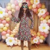 MRYUWB Robe hippie des années 70, collier, boucles doreilles, lunettes de soleil pour femme, tenue disco pour femme, costume