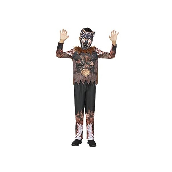 Smiffys 56435M Costume de guerrier de loup-garou pour garçons, marron et noir, taille M 7-9 ans