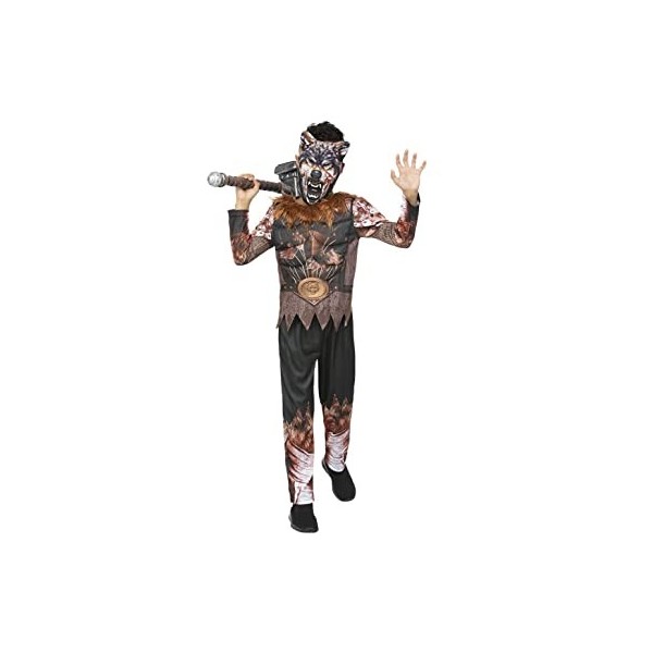 Smiffys 56435M Costume de guerrier de loup-garou pour garçons, marron et noir, taille M 7-9 ans