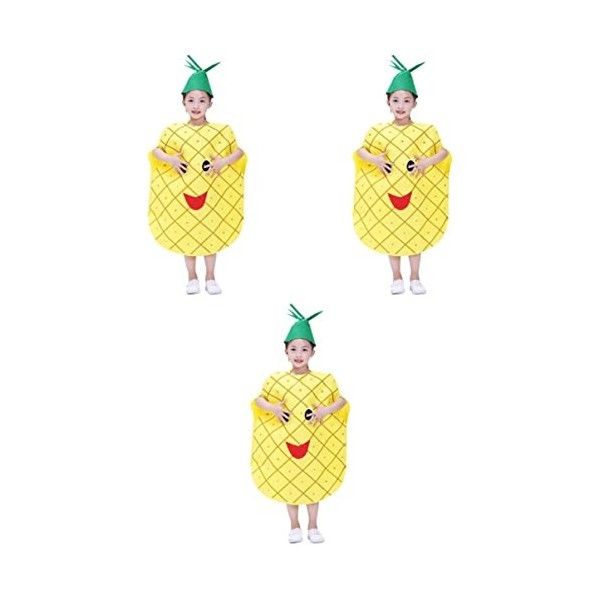TOYANDONA 3 Pièces Spectacle Costumes Ananas Enfants Fraise Fruits Légume Prop Champignon Chapeauananas Enfants Tenues Concep