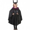 Costume dHalloween pour enfant fille Maléfique diable Costume de sorcière Princesse Robe de fête Ailes dange Cornes du diab