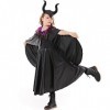 Costume dHalloween pour enfant fille Maléfique diable Costume de sorcière Princesse Robe de fête Ailes dange Cornes du diab