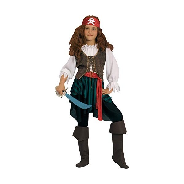 Ciao Piratessa Dei Caraibi Costume Bambina Taglia 9-11 Anni Con Spada, Marrone/Rosso/Nero, Ans Garçon