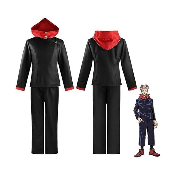 Jiumaocleu Jujutsu Kaisen Cosplay Costume Yuji Itadori School Uniform Outfits Suits Hooded Jacket + Pants Halloween Carnival 