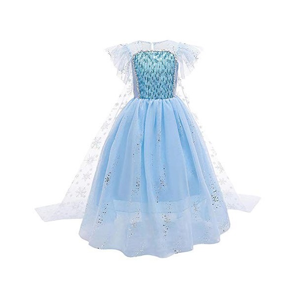 Odizli Anna et Elsa Robe Enfant Fille Reine des Neiges Costume Halloween Noël Carnaval Anniversaire Fête Cosplay Paillettes R