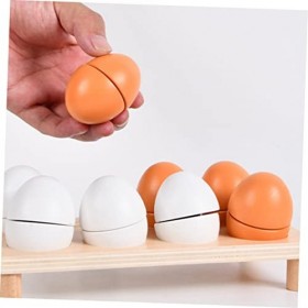 Toyvian 10 Pièces Oeufs Simulés en Bois Oeuf en Bois Jouets pour Enfants Jouets en Bois Oeuf Réaliste Jouet Oeuf De Simulatio
