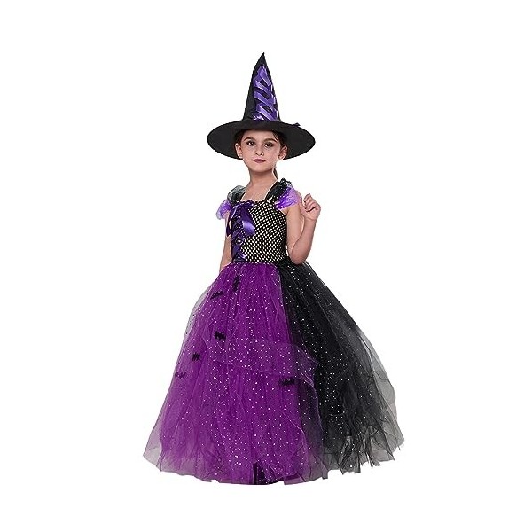 Xiaojiu DéGuisement Enfant Fille Costume Sorciere 2 Ans,Costume Halloween 2 Ans Fille Robe Sequin Fille Deguisement Enfant Ju