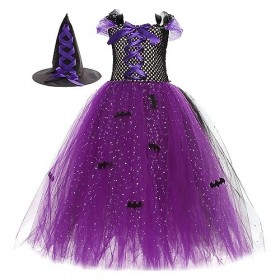 Xiaojiu DéGuisement Enfant Fille Costume Sorciere 2 Ans,Costume Halloween 2 Ans Fille Robe Sequin Fille Deguisement Enfant Ju
