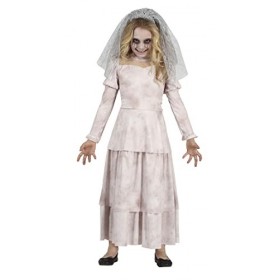 Fiestas Guirca Déguisement Fantôme Triste - Serre Tête Avec Voile Et Robe De Mariée Blanche Pour Fille 10-12 Ans
