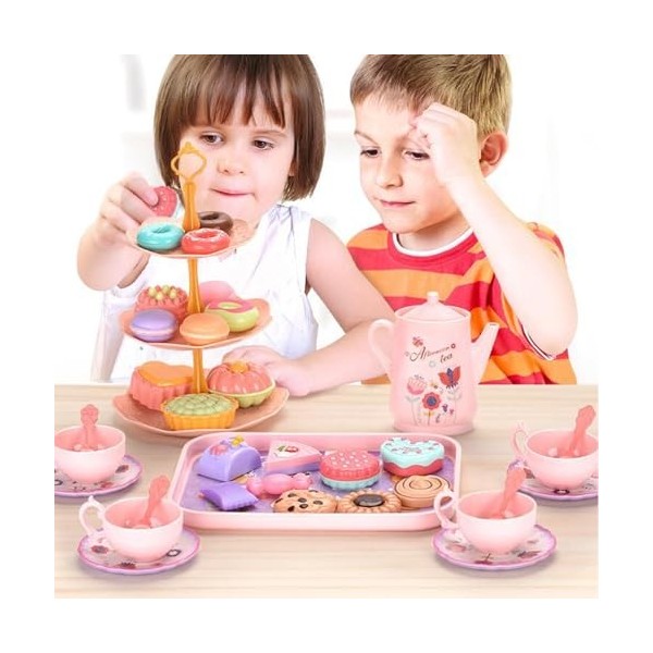 MagiDeal Jouet de Cuisine Princesse pour Enfants de 3 à 6 Ans, Simulation éducative de Nourriture, Jeu de thé de laprès-midi