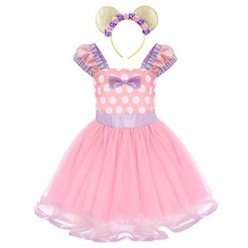 Costume de princesse à pois pour petite fille - Pour mariage, baptême, anniversaire, tutu - Avec nœud papillon - Pour danse, 
