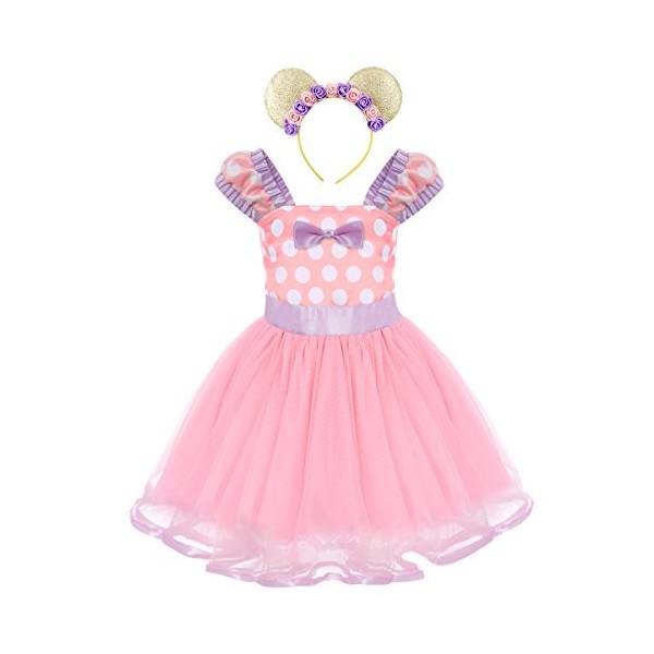 Costume de princesse à pois pour petite fille - Pour mariage, baptême, anniversaire, tutu - Avec nœud papillon - Pour danse, 