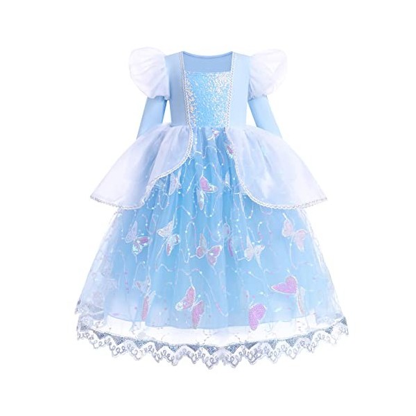 Cendrillon Déguisement Filles - Enfants Cendrillon Robe Cinderella Princesse Costume Carnaval Cosplay Halloween Partie Noël S