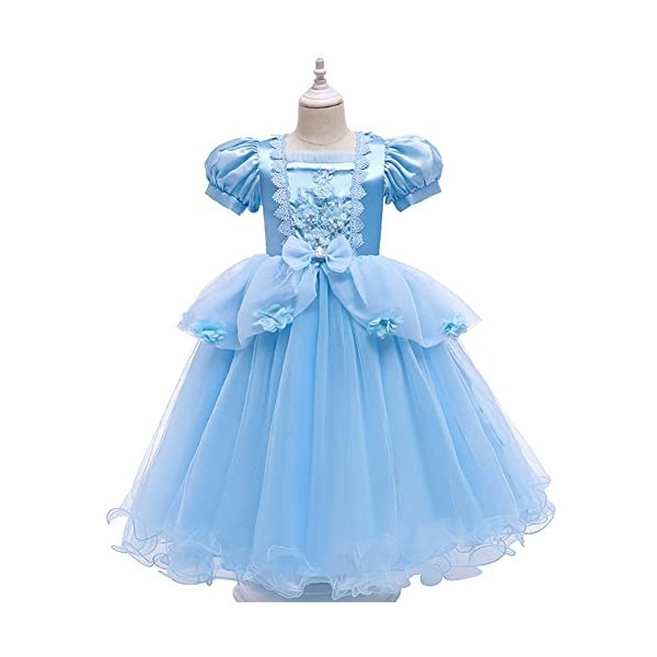 Odizli Cendrillon Costume Enfant Fille Princesse Robe Tulle Longue Robe de Bal Halloween Noël Carnaval Party Cosplay + Access