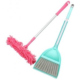 KOMBIUDA 1 Jeu Petit Ensemble De Balai Casseroles avec Pinceau Jouet Nettoyant pour Enfants Jouet Éducatif Préscolaire Sacs D