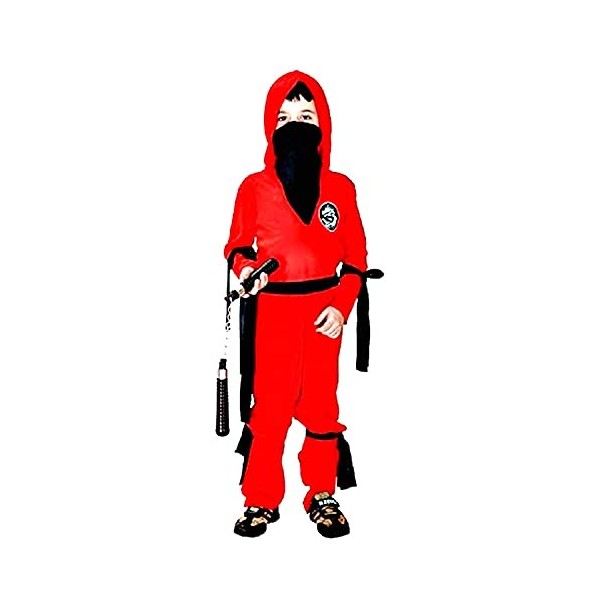 KIRALOVE - Costume Ninja Carnaval Halloween Guerrier Rouge Enfant Taille M 4 6 ans Idée cadeau Fête