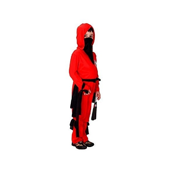 KIRALOVE - Costume Ninja Carnaval Halloween Guerrier Rouge Enfant Taille M 4 6 ans Idée cadeau Fête