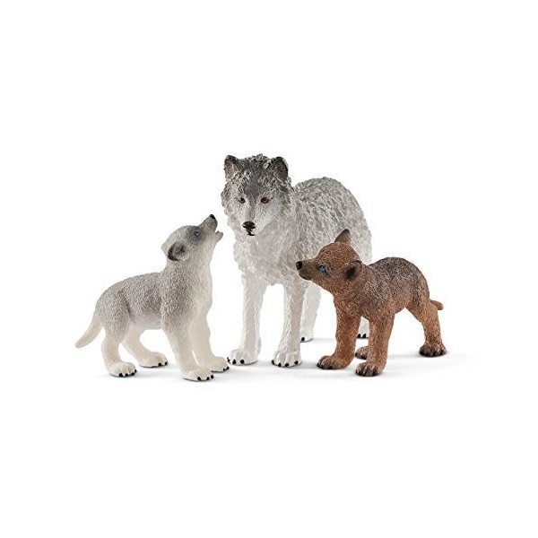 Schleich- Figurine Maman Loup avec louveteaux Wild Life, 42472, Multicolore