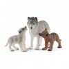 Schleich- Figurine Maman Loup avec louveteaux Wild Life, 42472, Multicolore