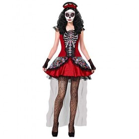 "MUJER DIA DE LOS MUERTOS" dress, fingerless gloves, headpiece - S 