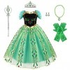 Discoball Robe de princesse Anna pour fille - Costume de costumade pour Halloween, Noël, fête danniversaire - Robe de couron
