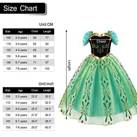 Discoball Robe de princesse Anna pour fille - Costume de costumade pour Halloween, Noël, fête danniversaire - Robe de couron