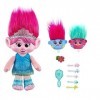 Trolls - Les Trolls 3, Peluche Poppy Surprise avec 2 Hair Pops et 3 Accessoires, avec Lumières Et Sons, Hauteur 35,5 Cm, Joue