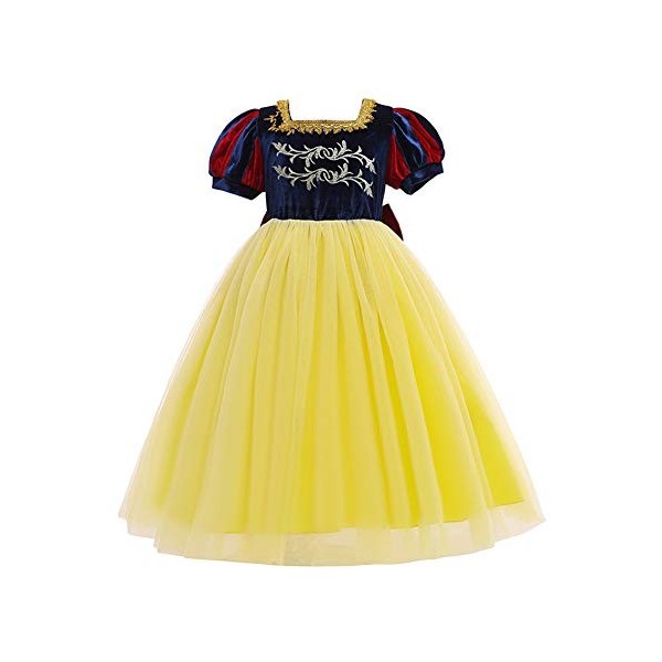 IMEKIS Enfant Filles Blanche-Neige Costume Princesse Halloween Cosplay Habillage De Noël Fantaisie Robe En Tulle Avec Accesso