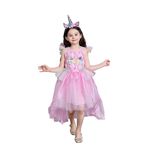 Lito Angels Filles Style de licorne Shabiller Costume avec/Hair Hoop Princesse Sofia Raiponce Robes avec train Fête dHallow