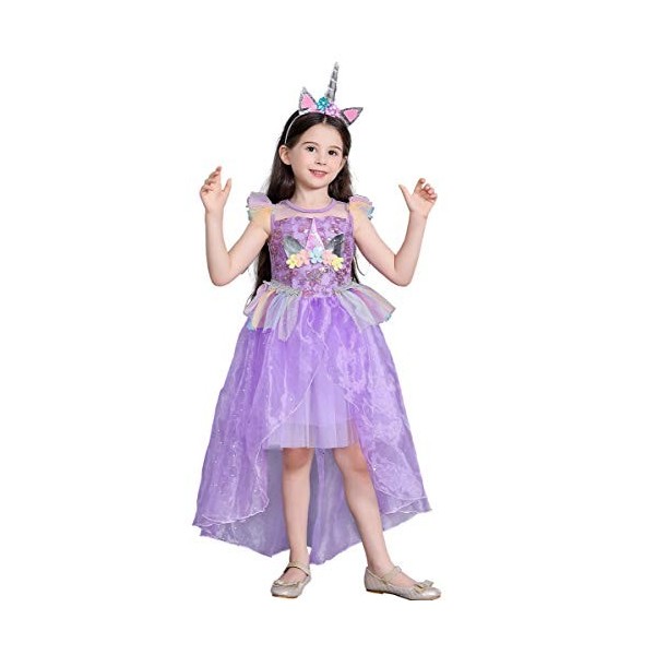 Lito Angels Filles Style de licorne Shabiller Costume avec/Hair Hoop Princesse Sofia Raiponce Robes avec train Fête dHallow