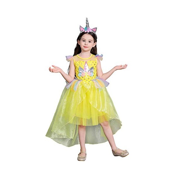 Lito Angels Filles Style de licorne Shabiller Costume avec/Hair Hoop Princesse Sofia Raiponce Robes avec train Fête dHallow