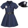 maxToonrain Costume de policier de luxe pour filles – Costume de policier pour Halloween, Noël – avec chapeau 7 à 8 ans, rob
