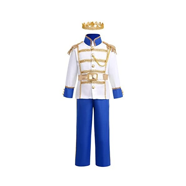 IBAKOM Enfants Garçons Déguisement Prince Prince Roi Costume Médiéval Royal Halloween Cosplay Tenues Chemise Pantalon Couronn