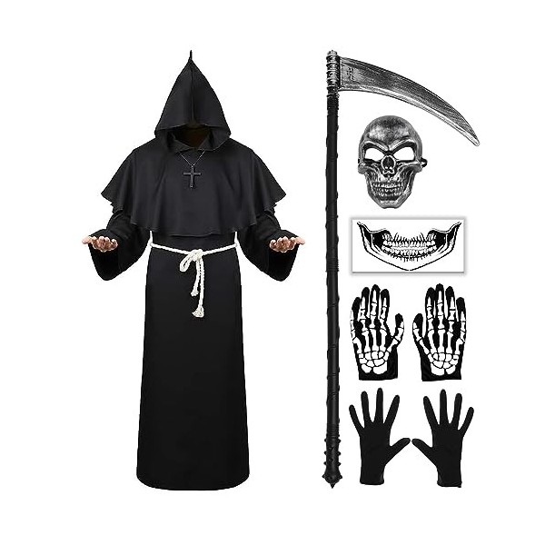 Ensemble de Costume de Moine Médiéval pour Halloween, Robe