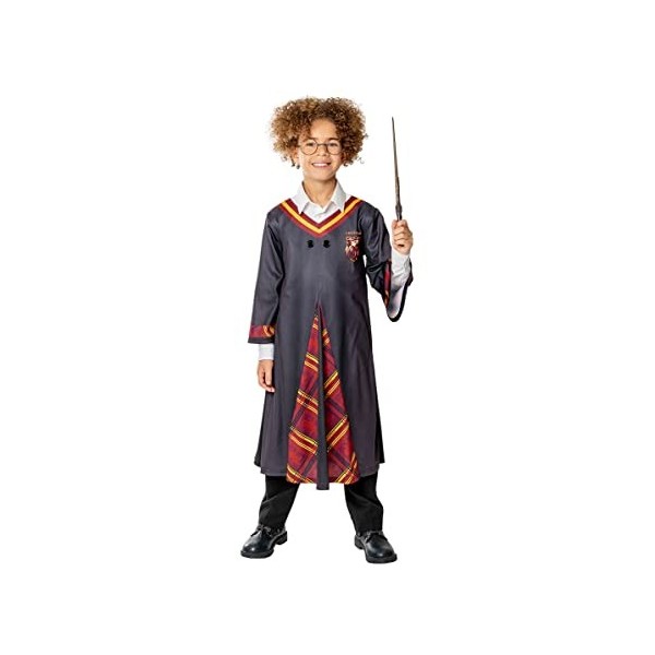 Rubies Harry Potter Costume tunique de luxe pour garçon et fille avec détails, lunettes et baguette magique – Costume officie