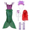 ZUCOS Filles Sirène Princesse Robes Anniversaire Fête Halloween Cosplay Costumes Ensemble Perruque et Bandeau Light-up Manch