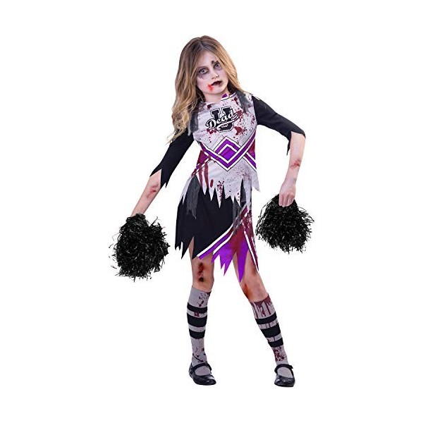 9907528 Costume de pom-pom girl de zombie violet 9-10 ans 