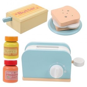 Amosfun Grille-Pains 1 Ensemble De Machine À Pain en Bois Mini pour Enfants Jouet Cognitif De Cuisine Grille-Pain pour Enfant